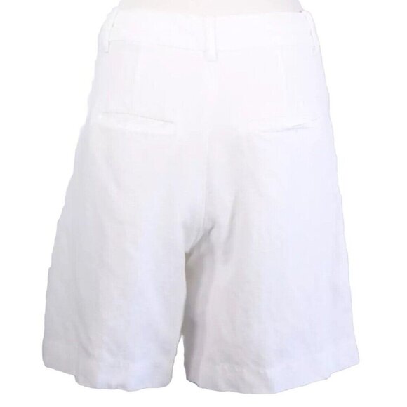 Wilfred Womens 4 White Bermuda Shorts Mid Rise Pleated Slash Pockets Linen Blend - Picture 4 of 10